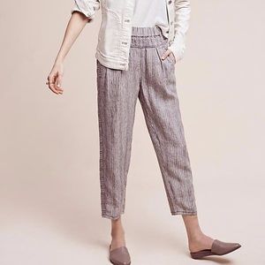 Anthropologie Striped Linen Joggers